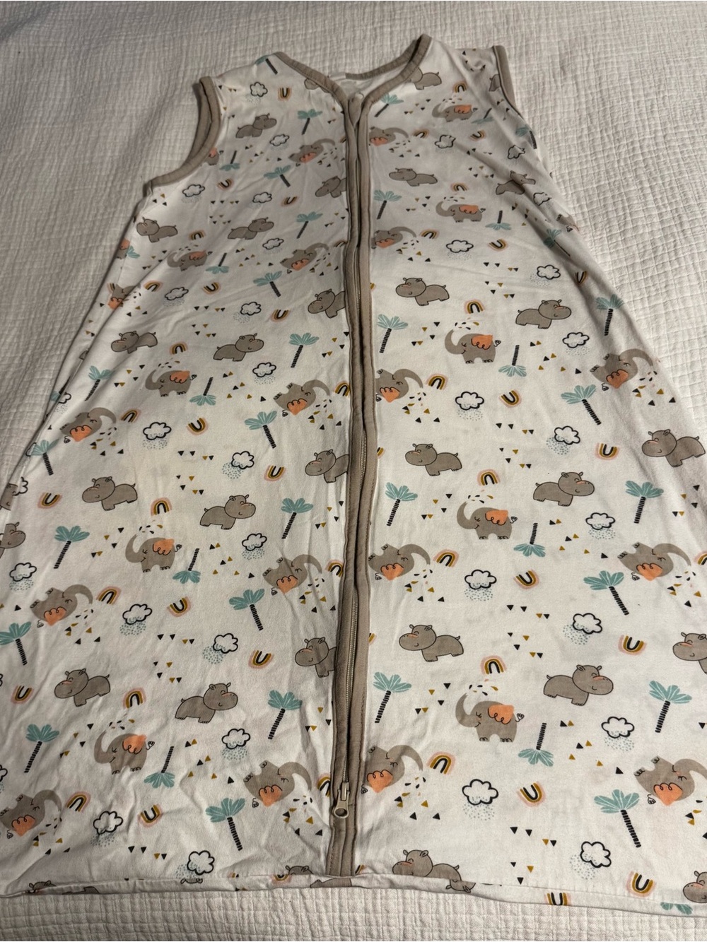 Tilley SleepSack Size Large Hippo Design Gender Neutral Full Zip Sleeveless